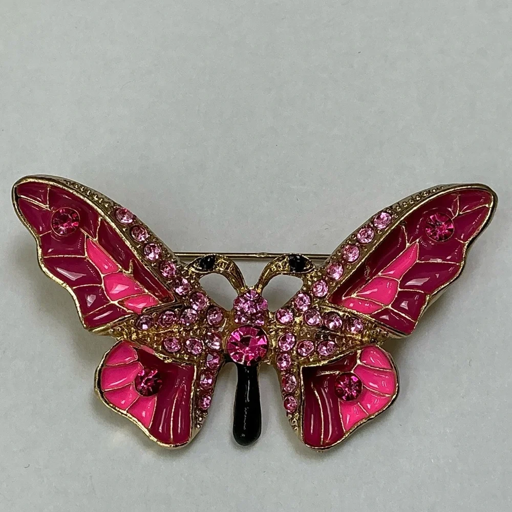 Pink Butterfly Brooch - Picture 2 of 5